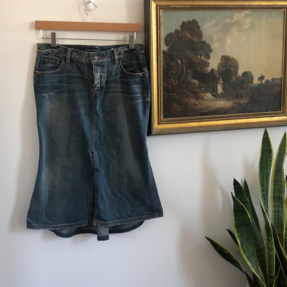 Vintage Ralph Lauren Denim Midi Skirt